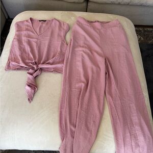Pink Sleeveless Top and Pants Set